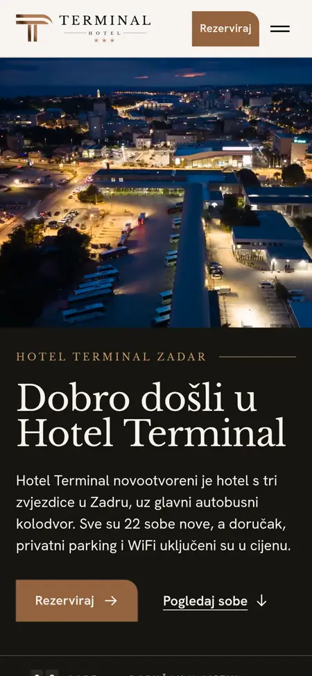 Hotel Terminal mobilni prikaz web stranice